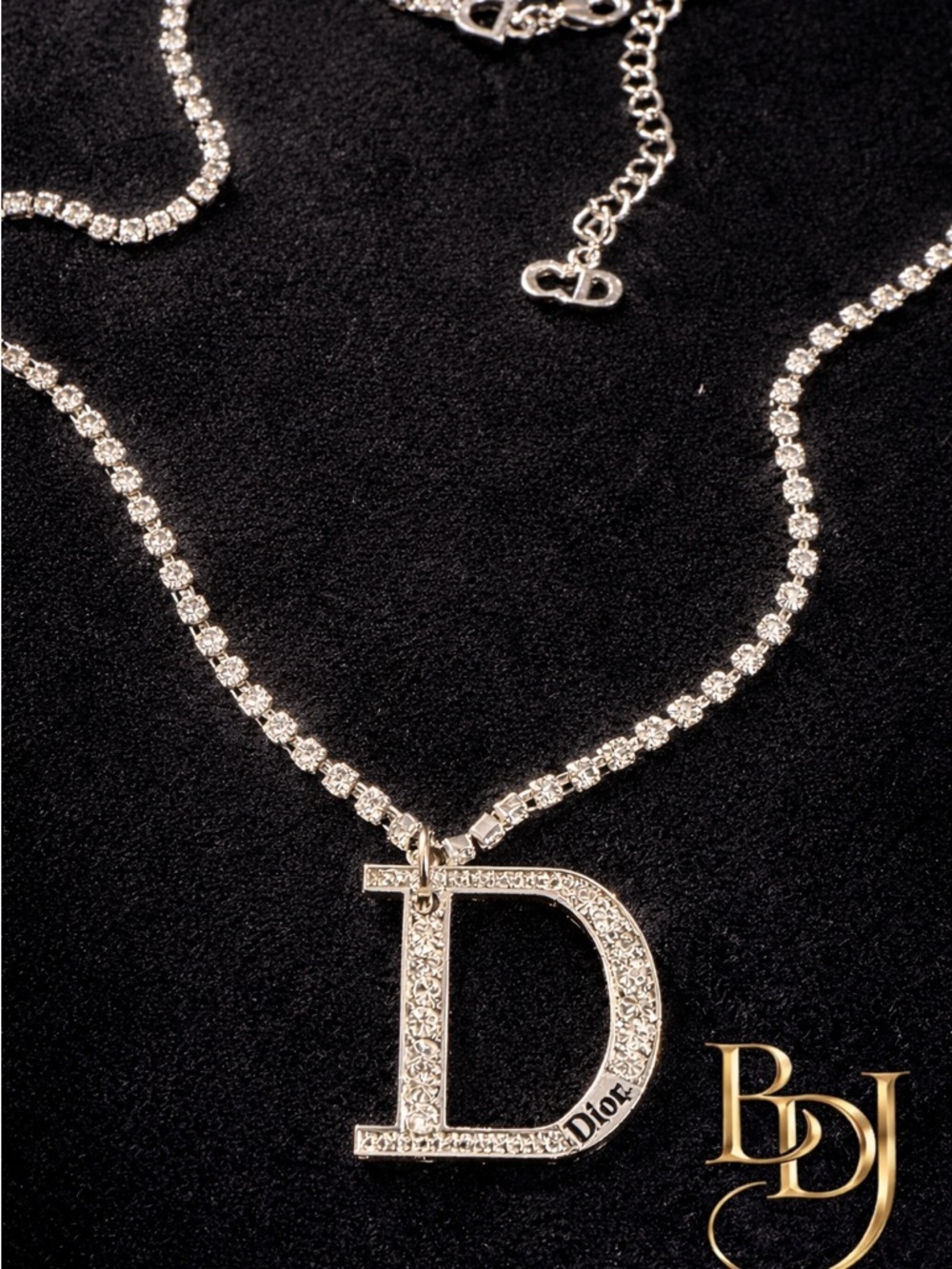 Rhinestone Initial D Necklace | Sparkle Statement Pendant | Gift Ready